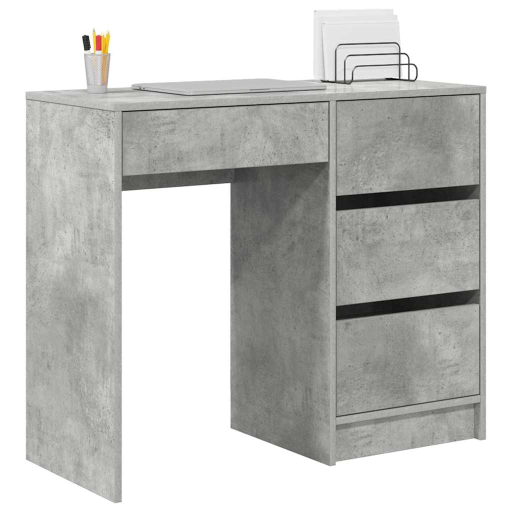 Skrivebord med skuff Betonggrå 90 x 37,5 x 75 cm Konstruert tre
