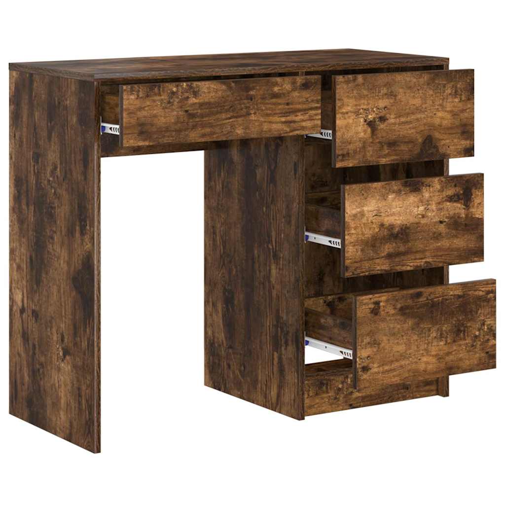 Skrivebord med skuff Røkt eik 90 x 37,5 x 75 cm Konstruert tre