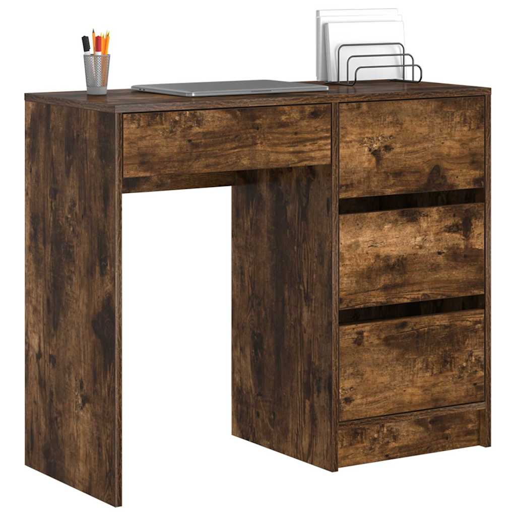 Skrivebord med skuff Røkt eik 90 x 37,5 x 75 cm Konstruert tre