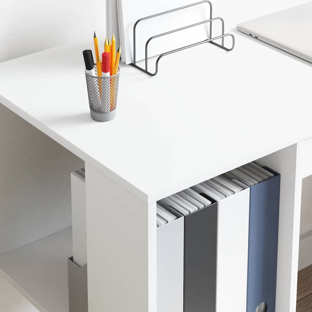 Skrivebord med hylle Hvit 130 x 50,5 x 75 cm Konstruert tre