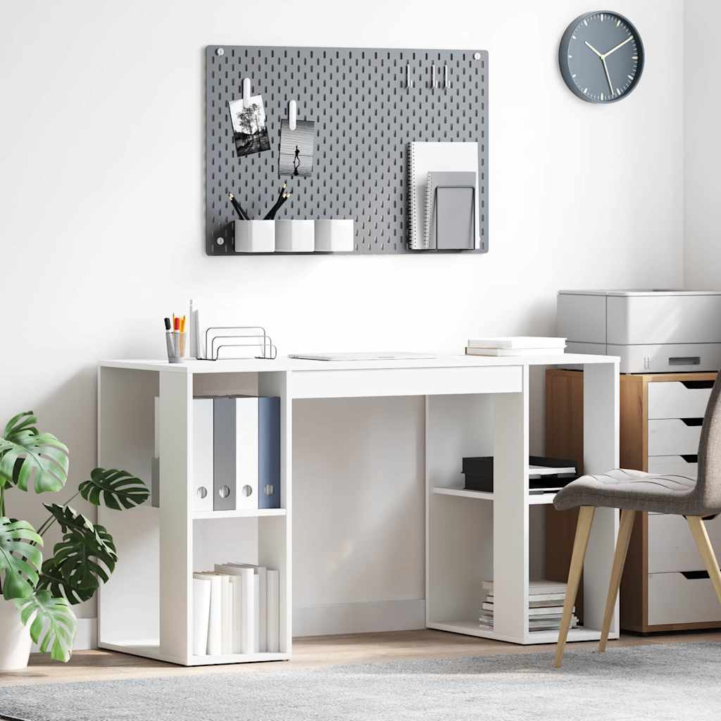 Skrivebord med hylle Hvit 130 x 50,5 x 75 cm Konstruert tre