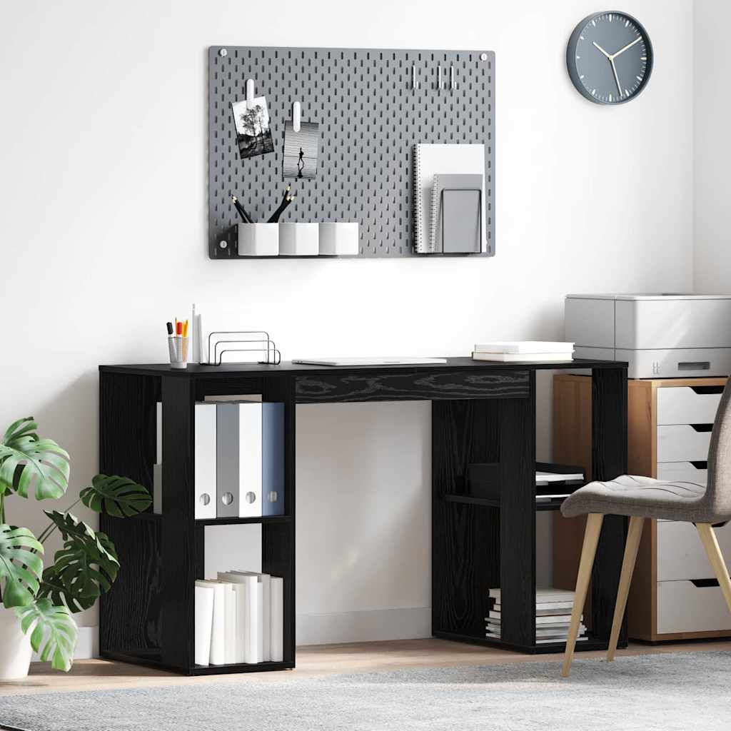 Skrivebord Svart Eik 130 x 50,5 x 75 cm Konstruert tre