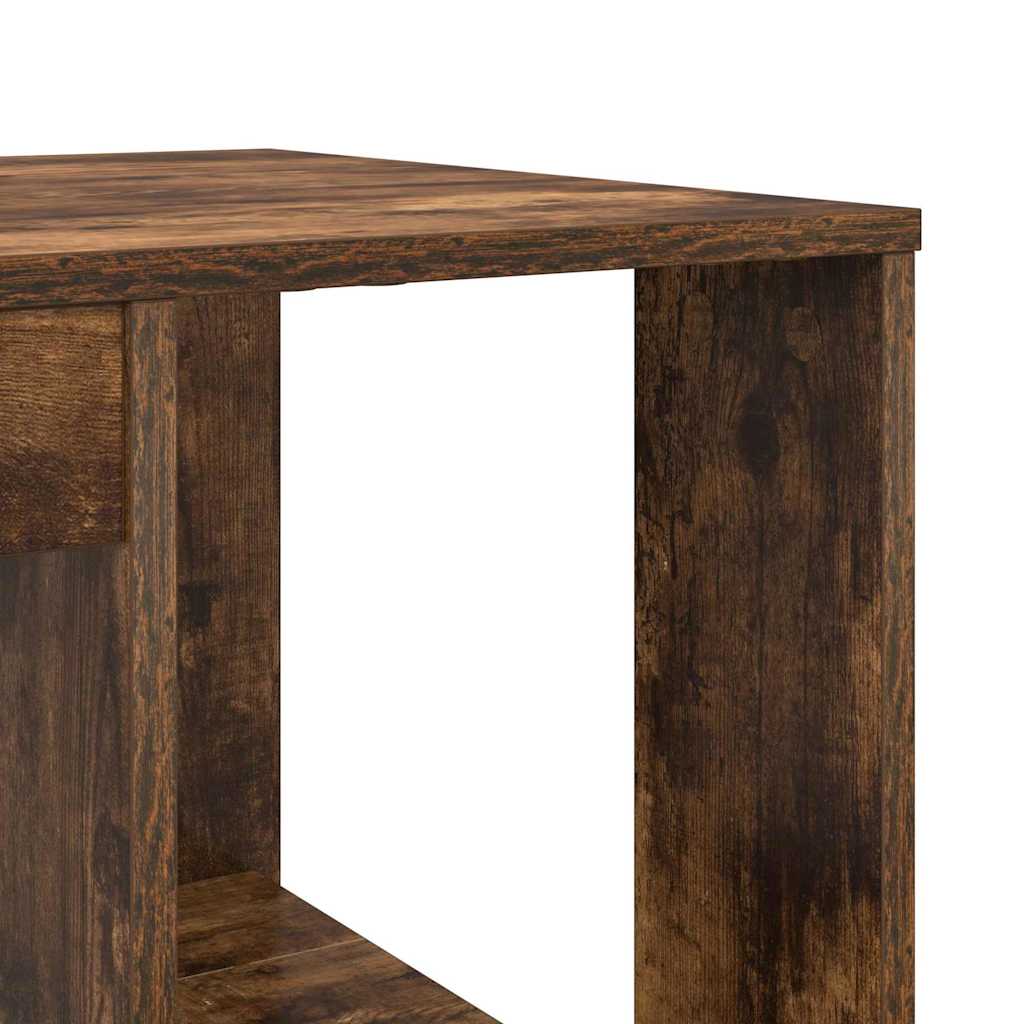 Skrivebord med hylle Røkt eik 130 x 50,5 x 75 cm Konstruert tre