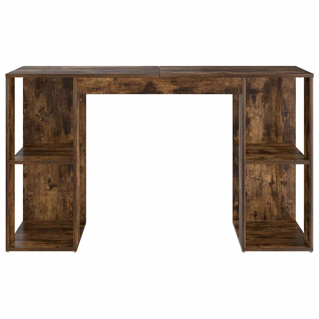 Skrivebord med hylle Røkt eik 130 x 50,5 x 75 cm Konstruert tre