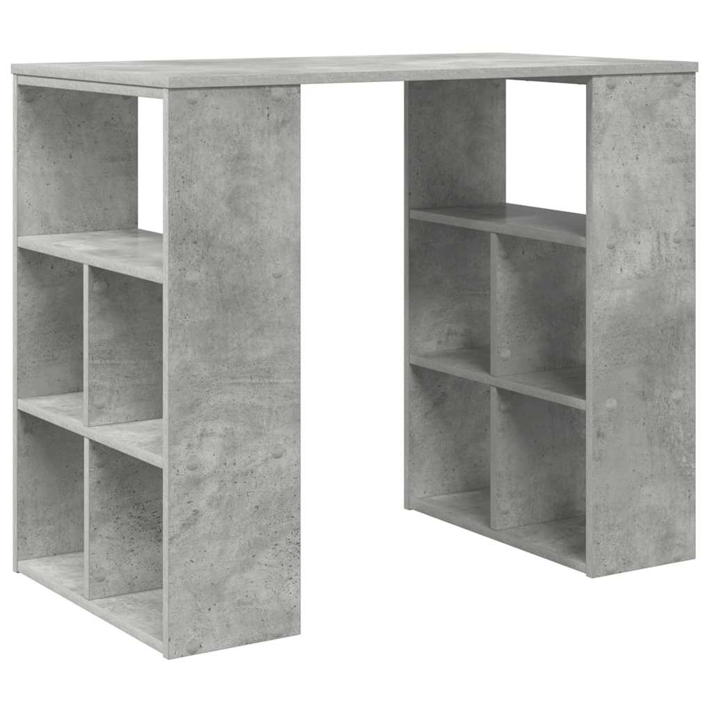 Skrivebord med hylle Betonggrå 90 x 50 x 75 cm Konstruert tre
