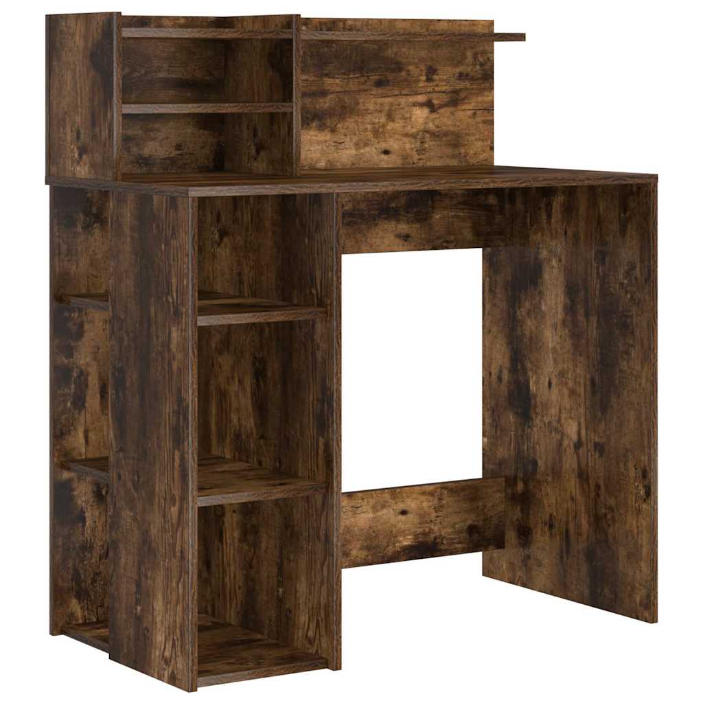 Skrivebord med hylle Røkt eik 90 x 48 x 101,5 cm Konstruert tre
