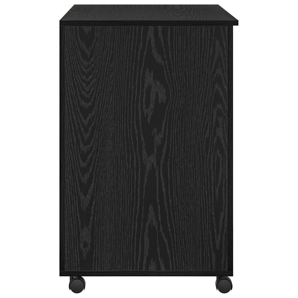 Skrivebord med hjul Svart Eik 91 x 50 x 77 cm Konstruert tre