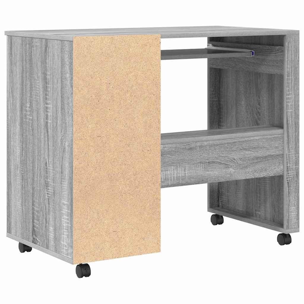 Skrivebord med hjul Grå Sonoma 91 x 50 x 77 cm Konstruert tre