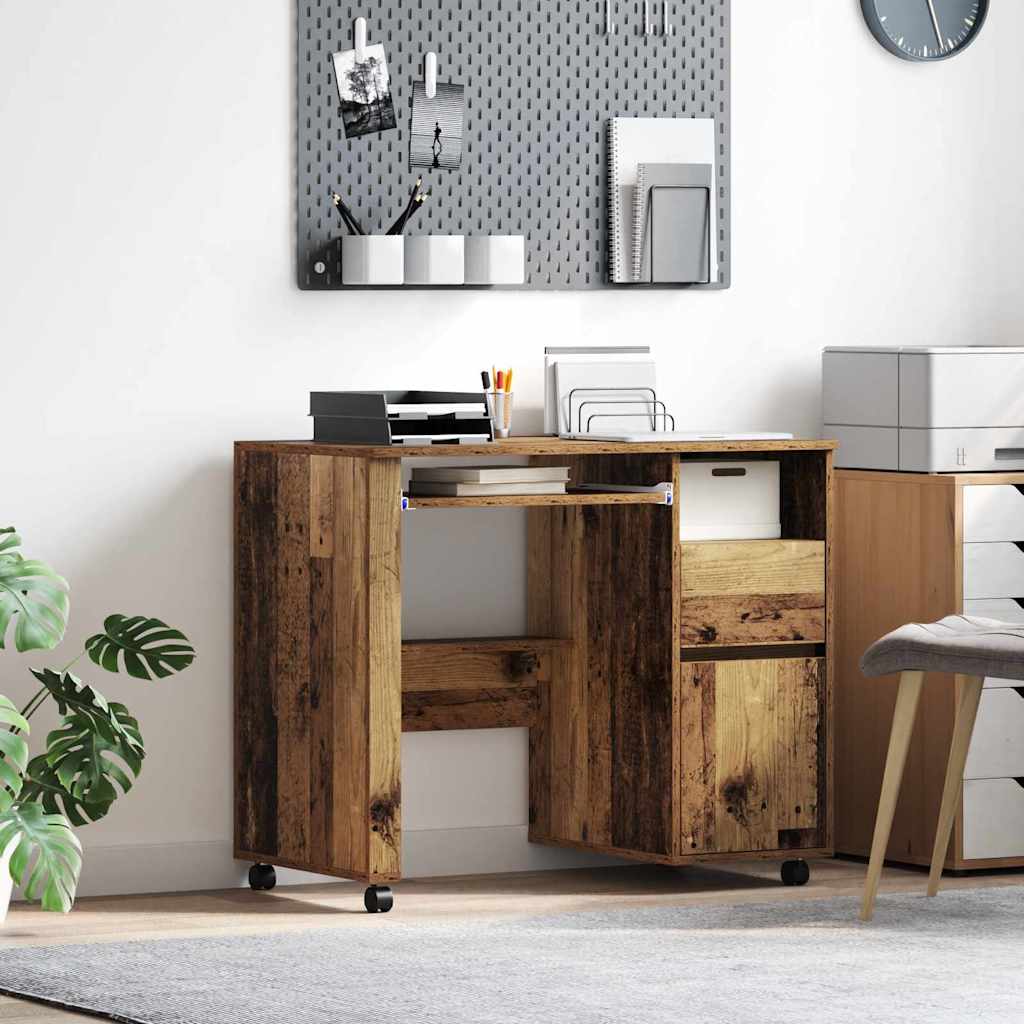 Skrivebord med hjul Gamle tre 91 x 50 x 77 cm Konstruert tre