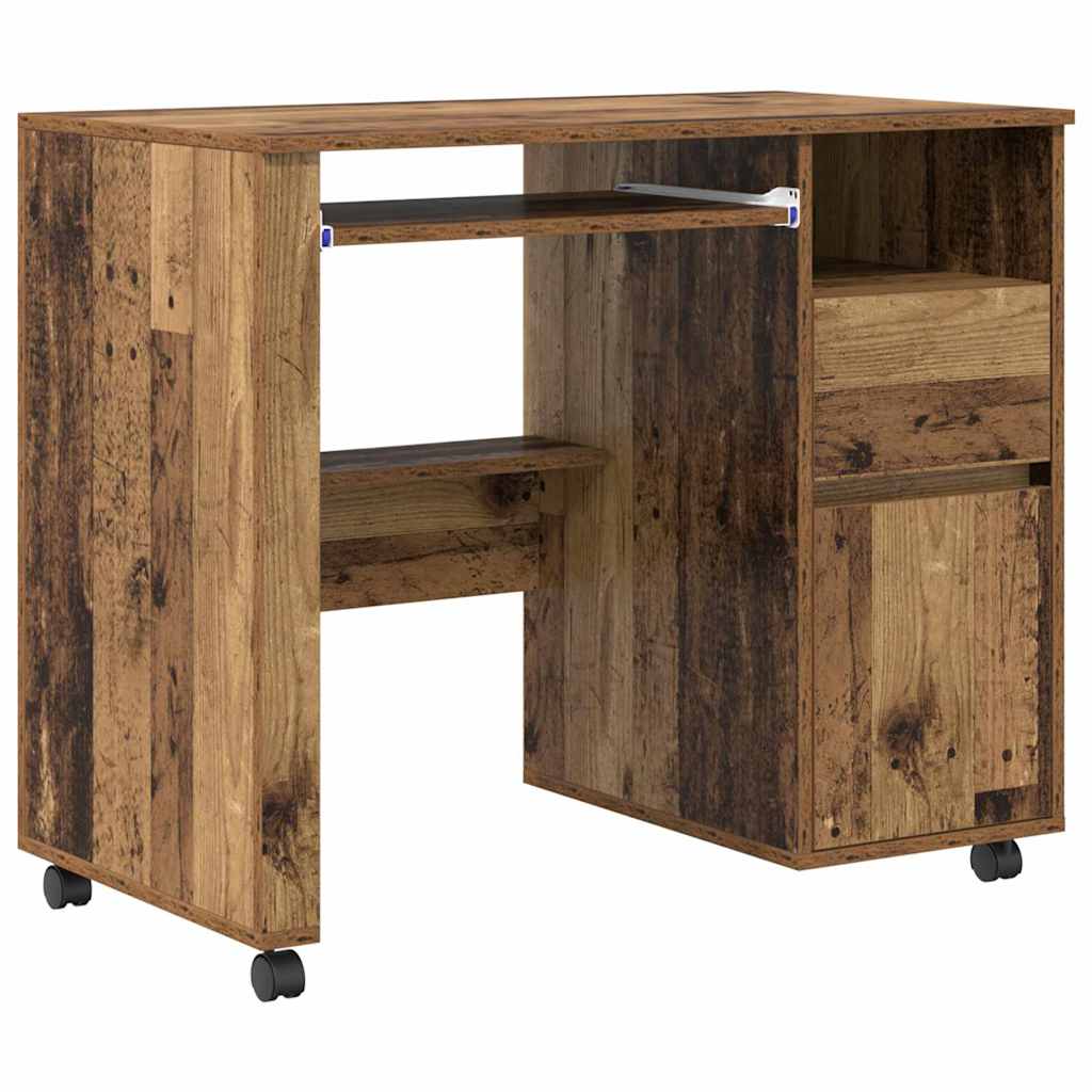 Skrivebord med hjul Gamle tre 91 x 50 x 77 cm Konstruert tre