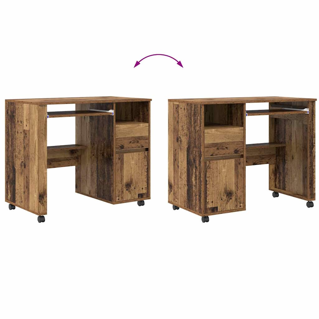 Skrivebord med hjul Gamle tre 91 x 50 x 77 cm Konstruert tre