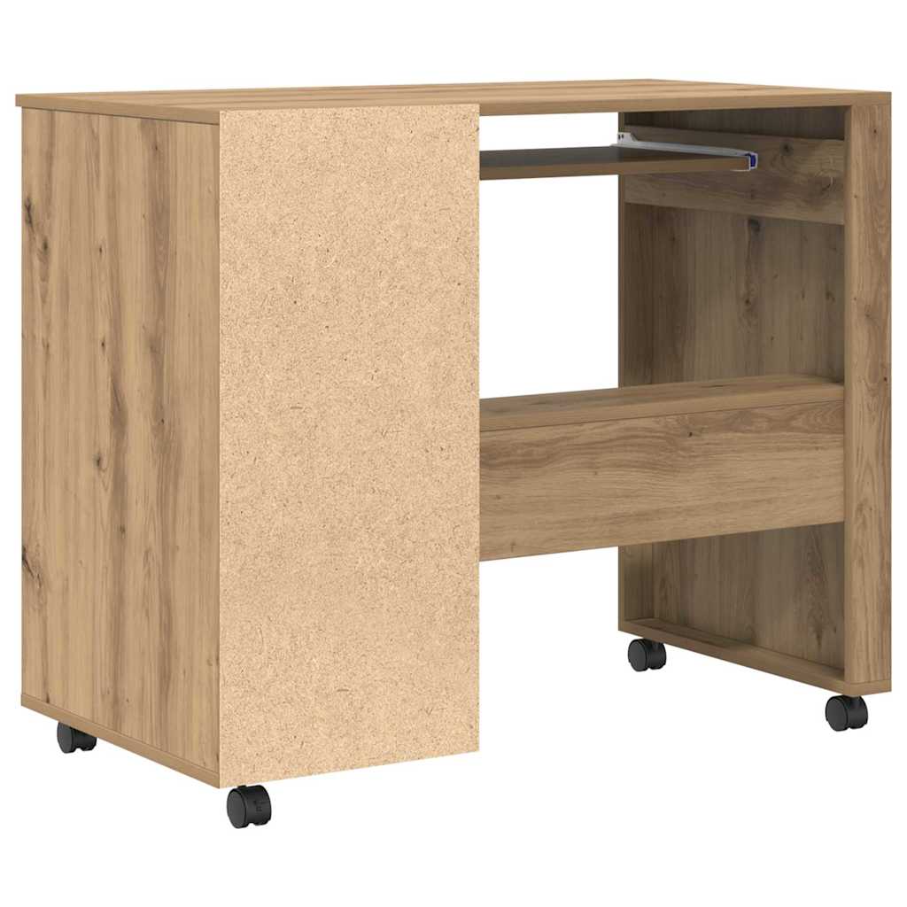 Skrivebord med hjul Artisan Eik Konstruert tre 91 x 50 x 77 cm