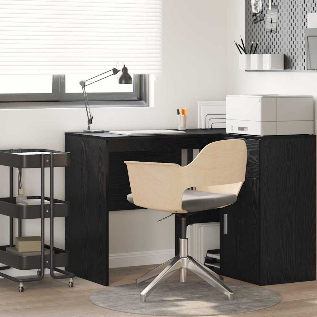 Skrivebord med hylle Svart Eik 102 x 50 x 75 cm Konstruert tre