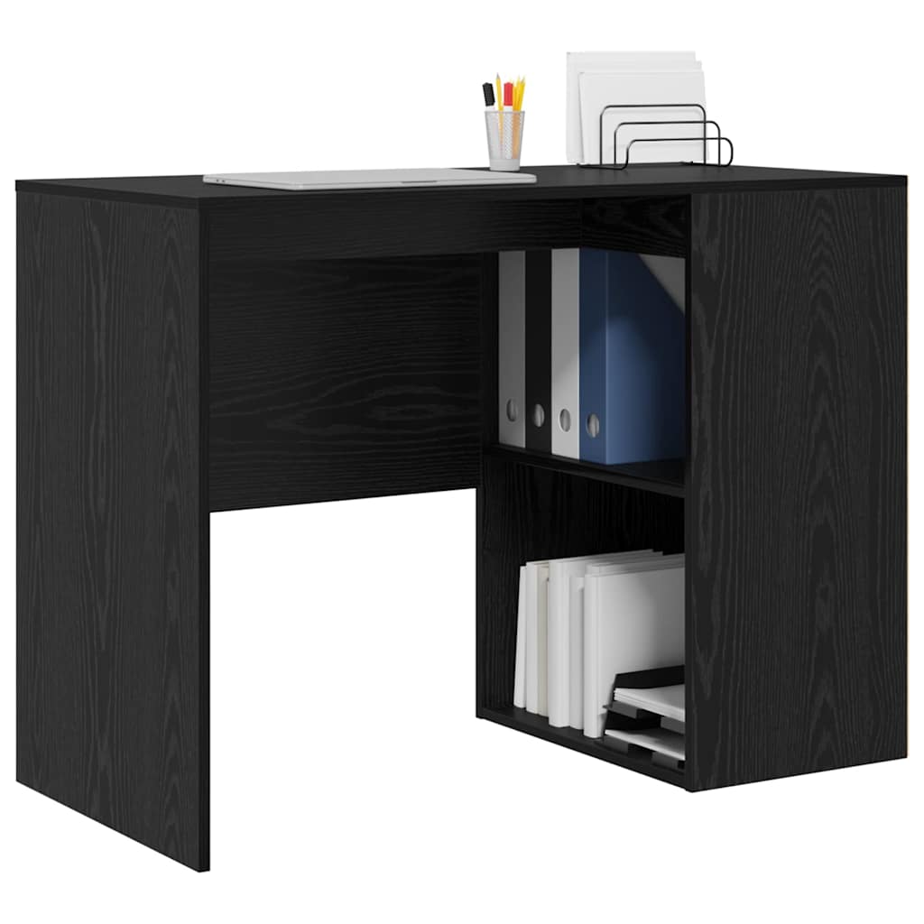 Skrivebord med hylle Svart Eik 102 x 50 x 75 cm Konstruert tre
