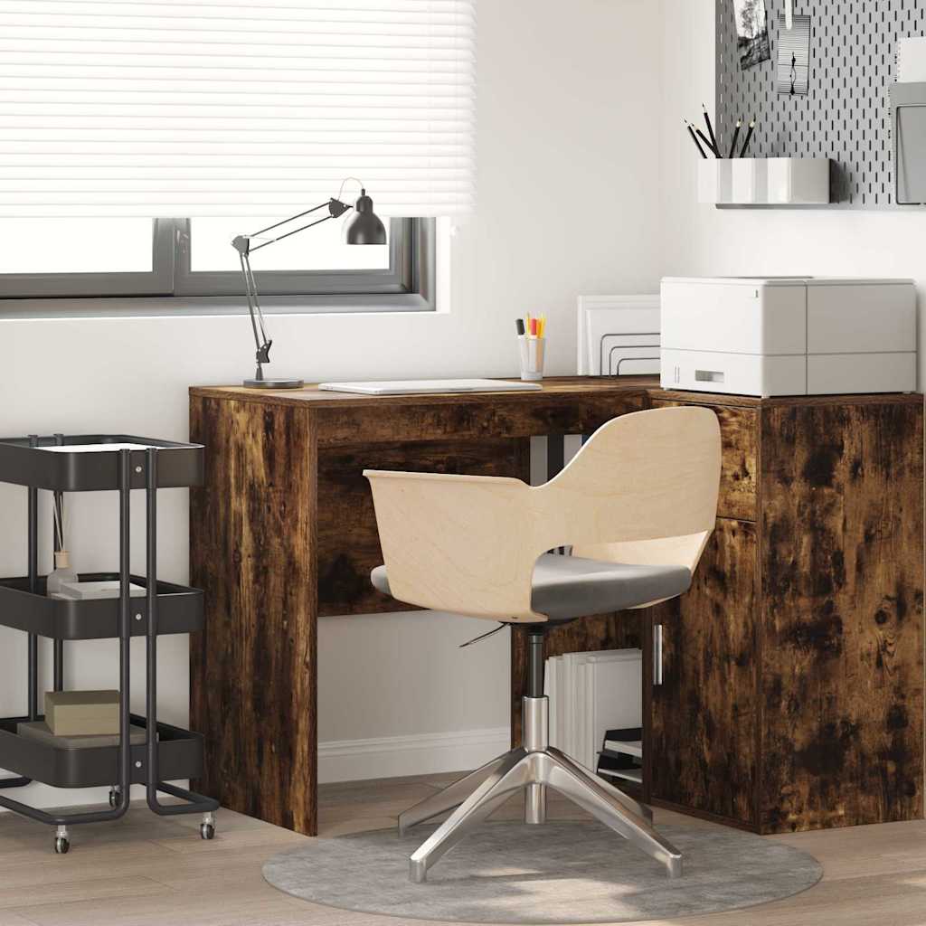 Skrivebord med hylle Røkt eik 102 x 50 x 75 cm Konstruert tre