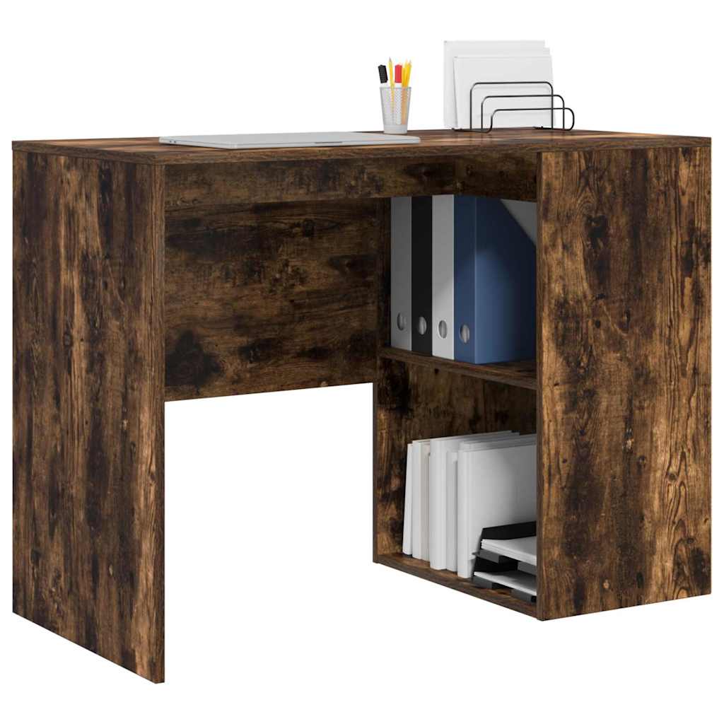 Skrivebord med hylle Røkt eik 102 x 50 x 75 cm Konstruert tre