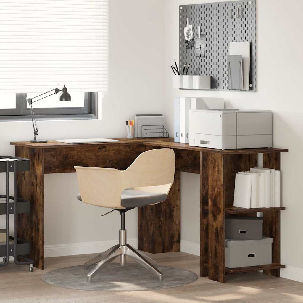 Hjørneskrivebord Røkt eik 140 x 113,5 x 75 cm Konstruert tre