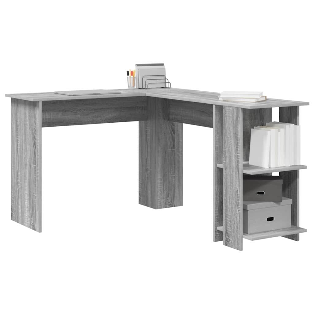 Hjørneskrivebord Grå Sonoma 140 x 113,5 x 75 cm Konstruert tre