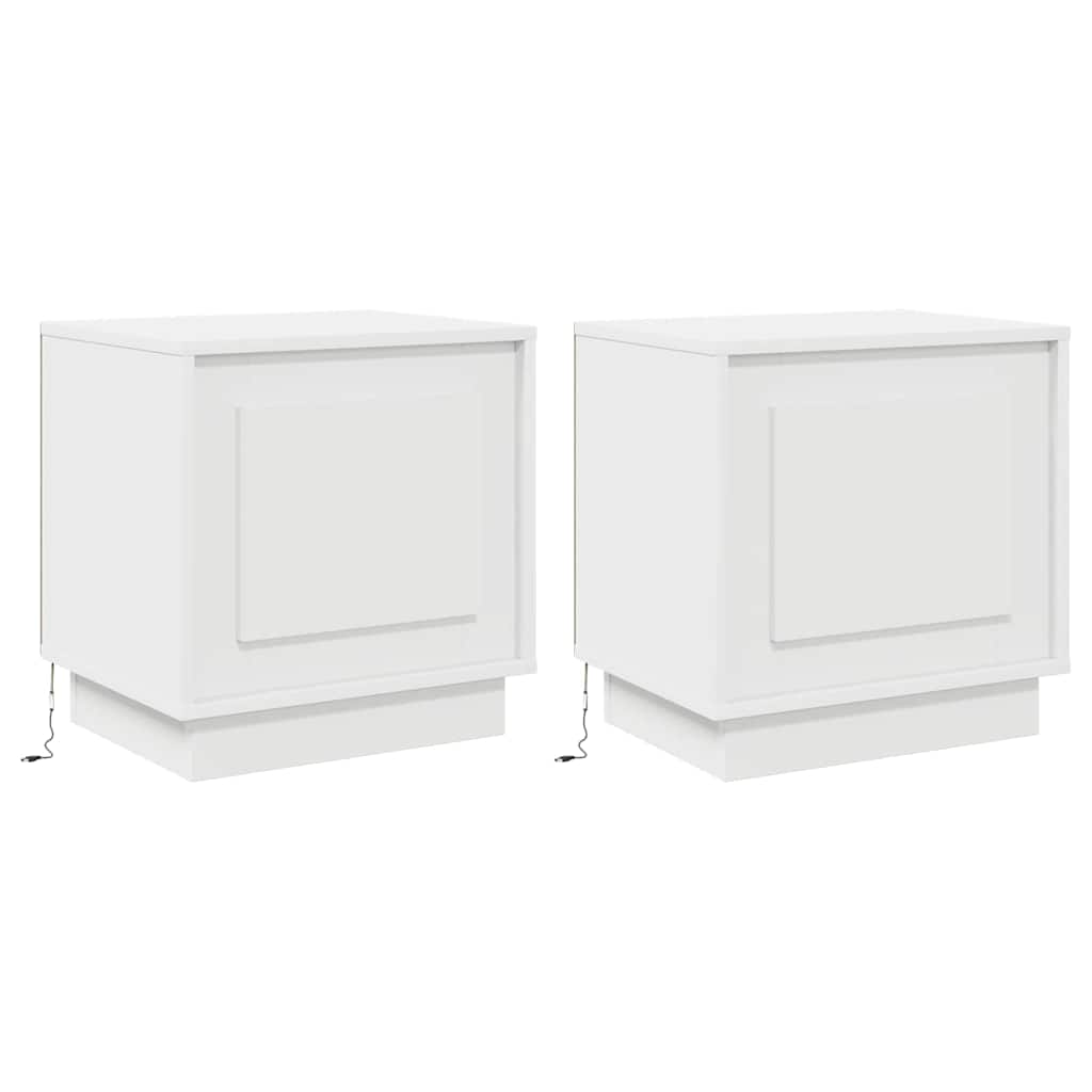 Nattbordskap med 2 pcs Hvit 44 x 34,5 x 45 cm Konstruert tre