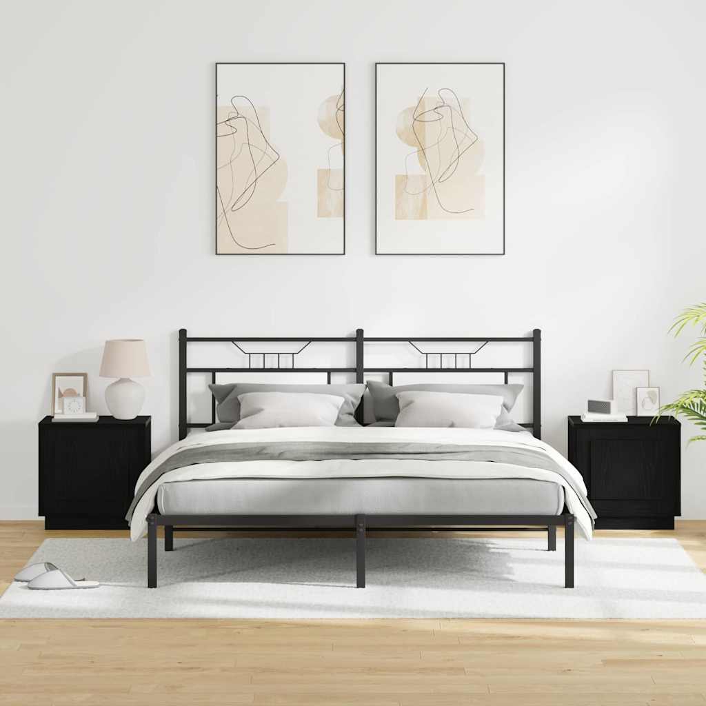 Nattbordskap med 2 pcs Svart 44 x 34,5 x 45 cm Konstruert tre