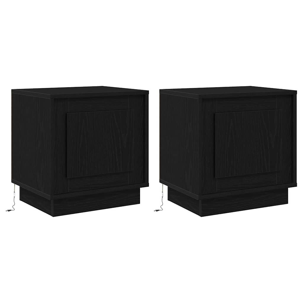 Nattbordskap med 2 pcs Svart 44 x 34,5 x 45 cm Konstruert tre