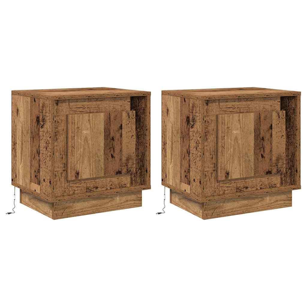Nattbordskap 2 pcs Gammelt tre 44 x 34,5 x 45 cm Konstruert tre
