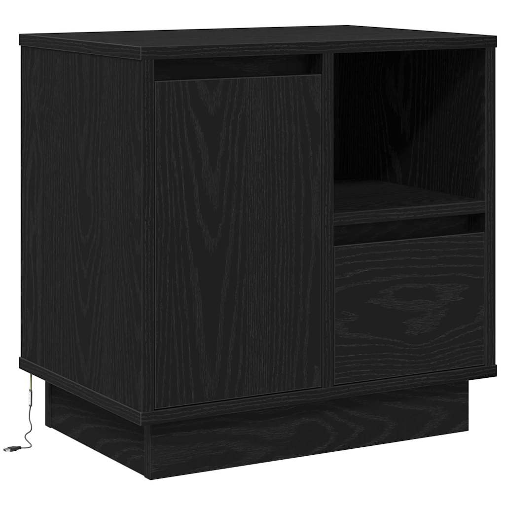 Nattbordskap Svart Eik 50 x 34,5 x 50 cm. Konstruert tre