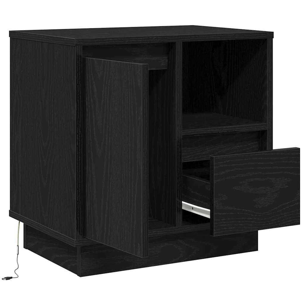 Nattbordskap Svart Eik 50 x 34,5 x 50 cm. Konstruert tre