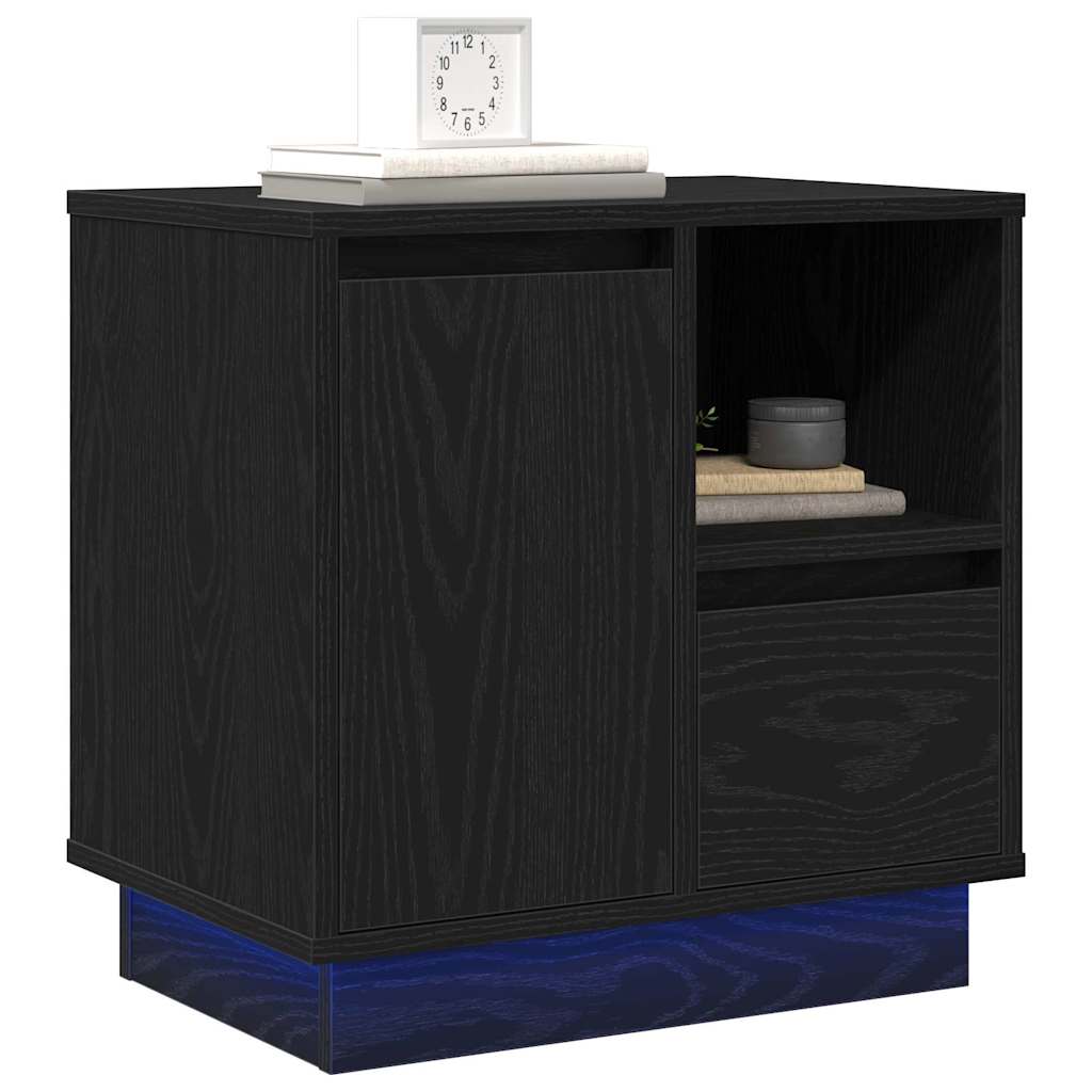 Nattbordskap Svart Eik 50 x 34,5 x 50 cm. Konstruert tre