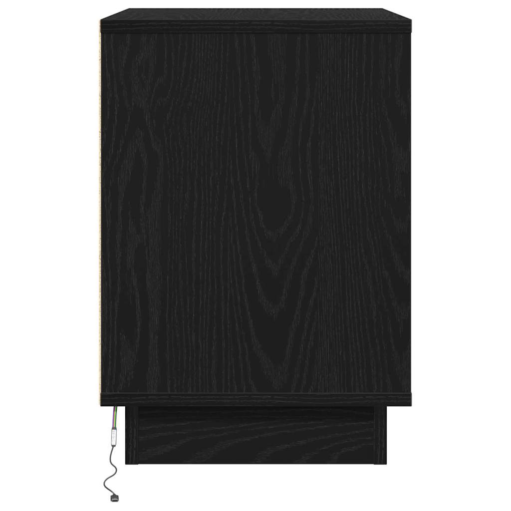 Nattbordskap Svart Eik 50 x 34,5 x 50 cm. Konstruert tre