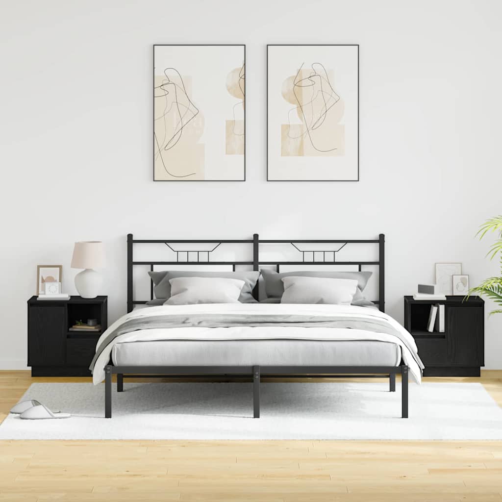 Nattbordskap med 2 pcs Svart 50 x 34.5 x 50 cm. Konstruert tre