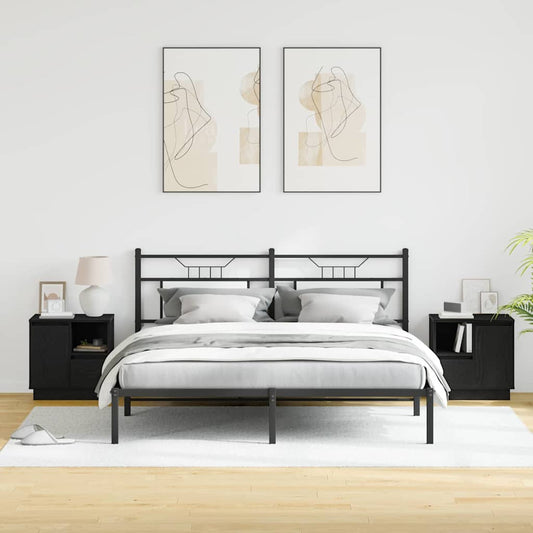 Nattbordskap 2 pcs Svart Eik 50 x 34,5 x 50 cm. Konstruert tre