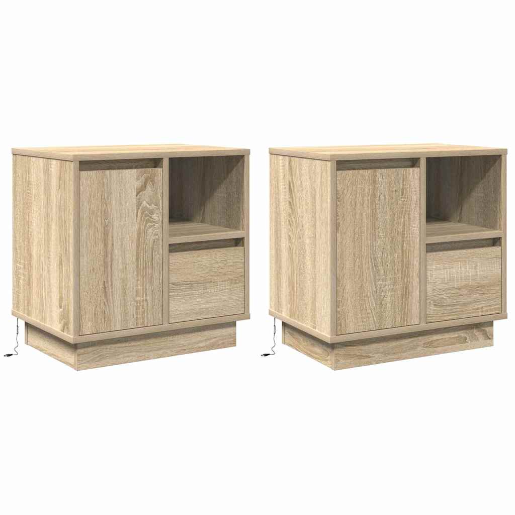 Nattbordskap 2 pcs Sonoma eik 50 x 34,5 x 50 cm. Konstruert tre