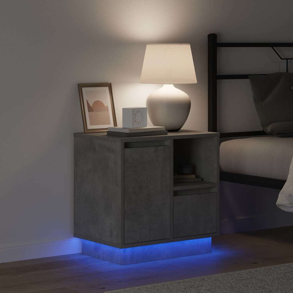 Nattbordskap 2 pcs Betonggrå 50 x 34.5 x 50 cm. Konstruert tre