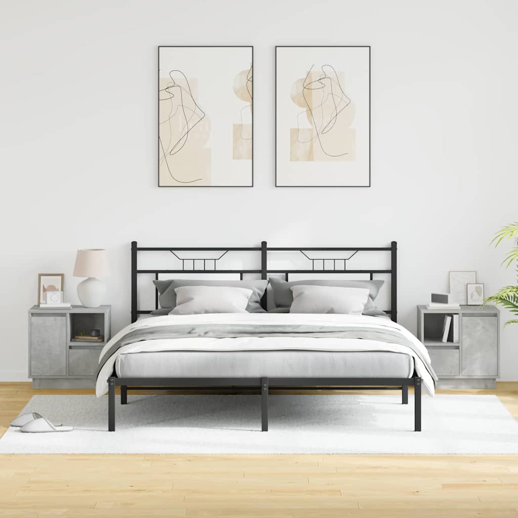 Nattbordskap 2 pcs Betonggrå 50 x 34,5 x 50 cm. Konstruert tre