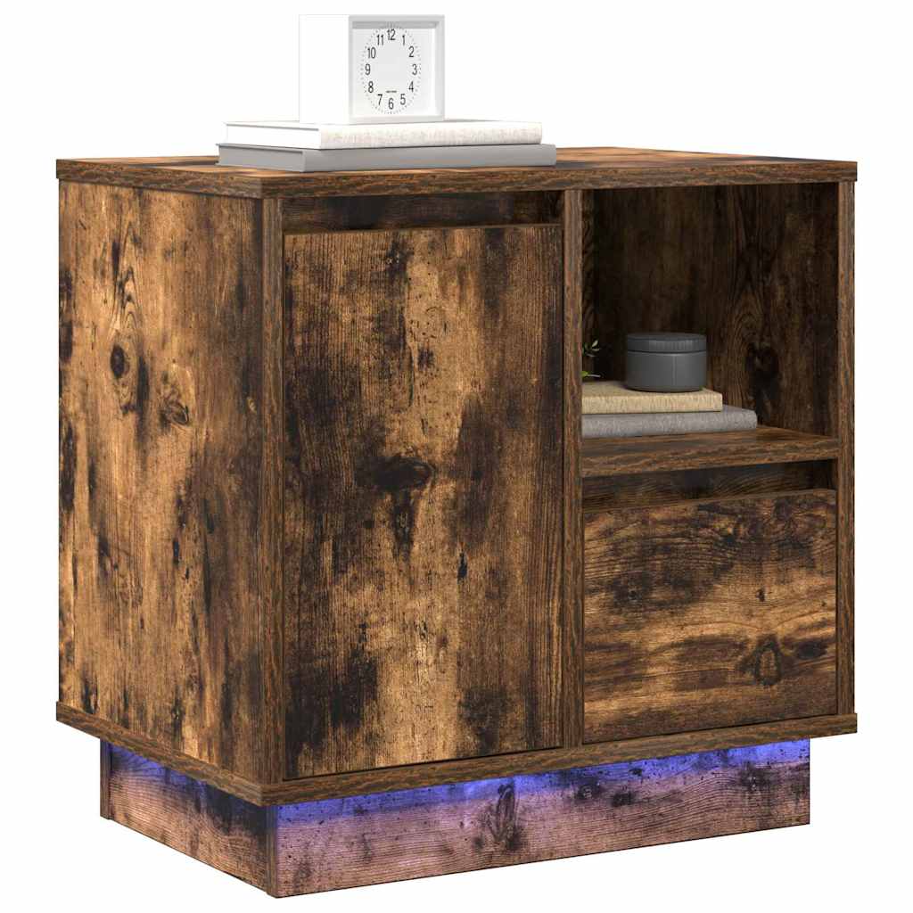 Nattbordskap 2 pcs Røkt eik 50 x 34,5 x 50 cm. Konstruert tre