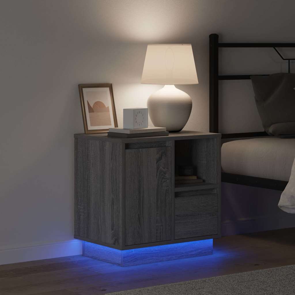 Nattbordskap med skuff Grå 50 x 34.5 x 50 cm. Konstruert tre