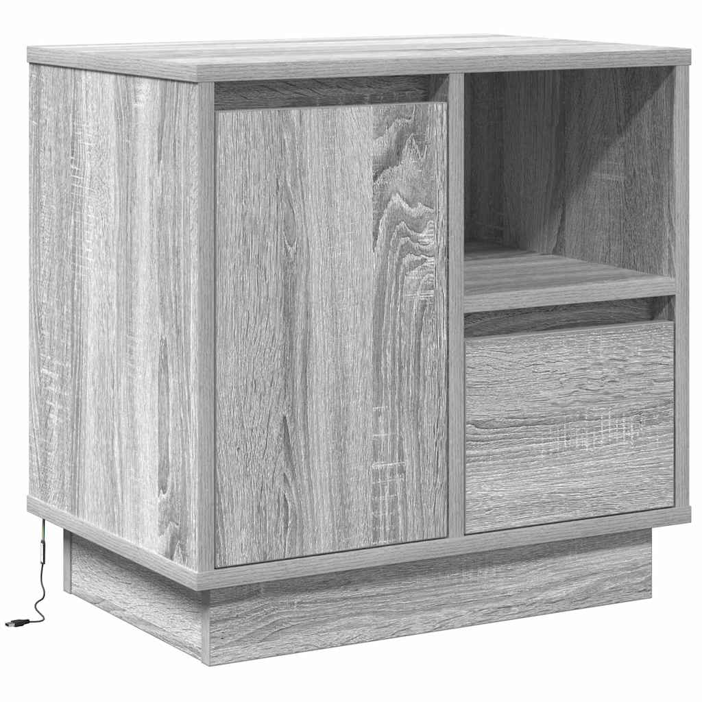 Nattbordskap 2 pcs Grå 50 x 34,5 x 50 cm. Konstruert tre