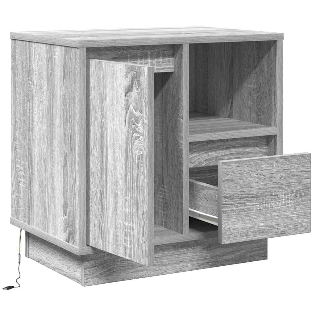 Nattbordskap 2 pcs Grå 50 x 34,5 x 50 cm. Konstruert tre