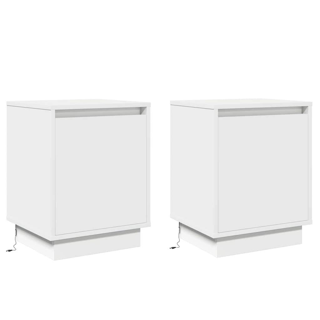 Nattbordskap med 2 pcs Hvit 39 x 34.5 x 50 cm Konstruert tre