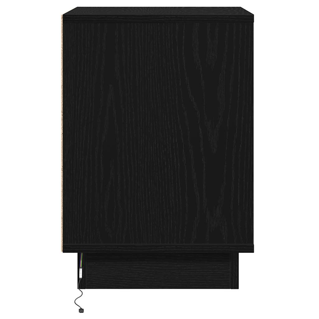 Nattbordskap Svart Eik 39 x 34,5 x 50 cm Konstruert tre