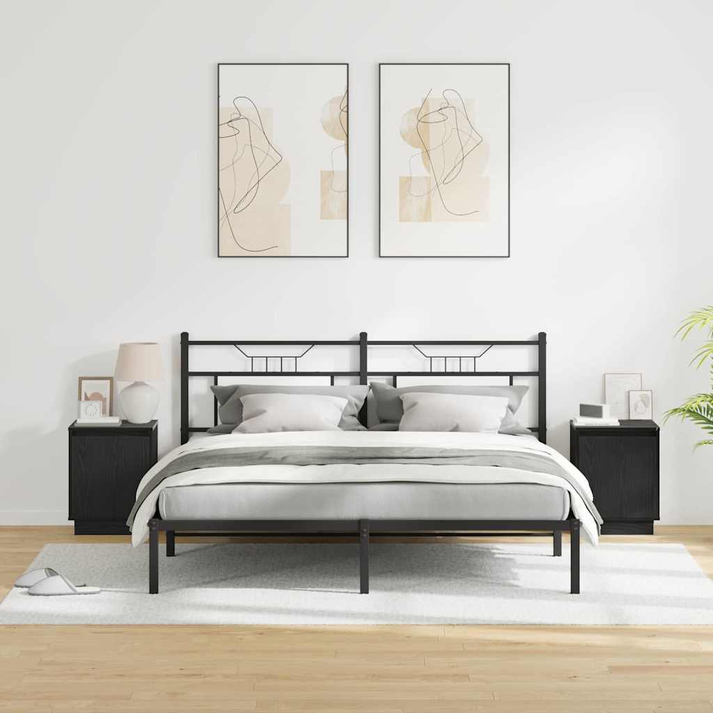 Nattbordskap 2 pcs Svart Eik 39 x 34,5 x 50 cm Konstruert tre