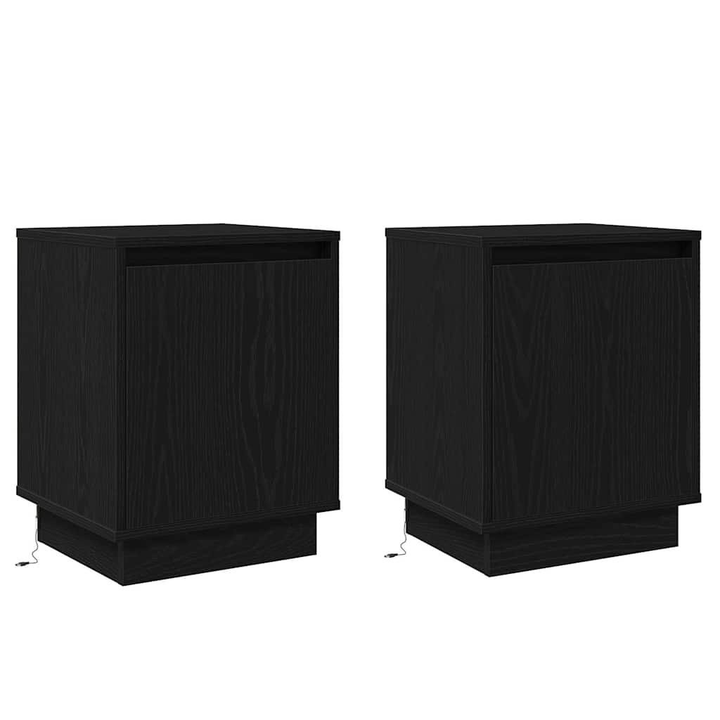 Nattbordskap 2 pcs Svart Eik 39 x 34,5 x 50 cm Konstruert tre