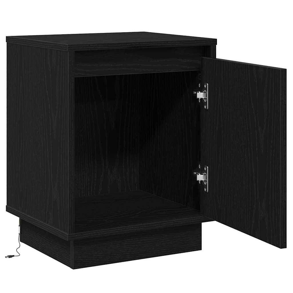 Nattbordskap 2 pcs Svart Eik 39 x 34,5 x 50 cm Konstruert tre