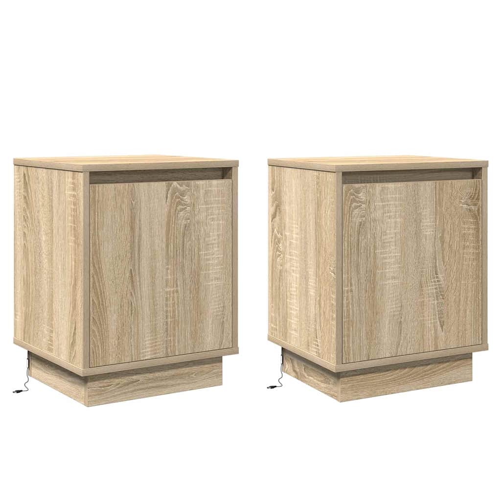 Nattbordskap 2 pcs Sonoma eik 39 x 34.5 x 50 cm Konstruert tre