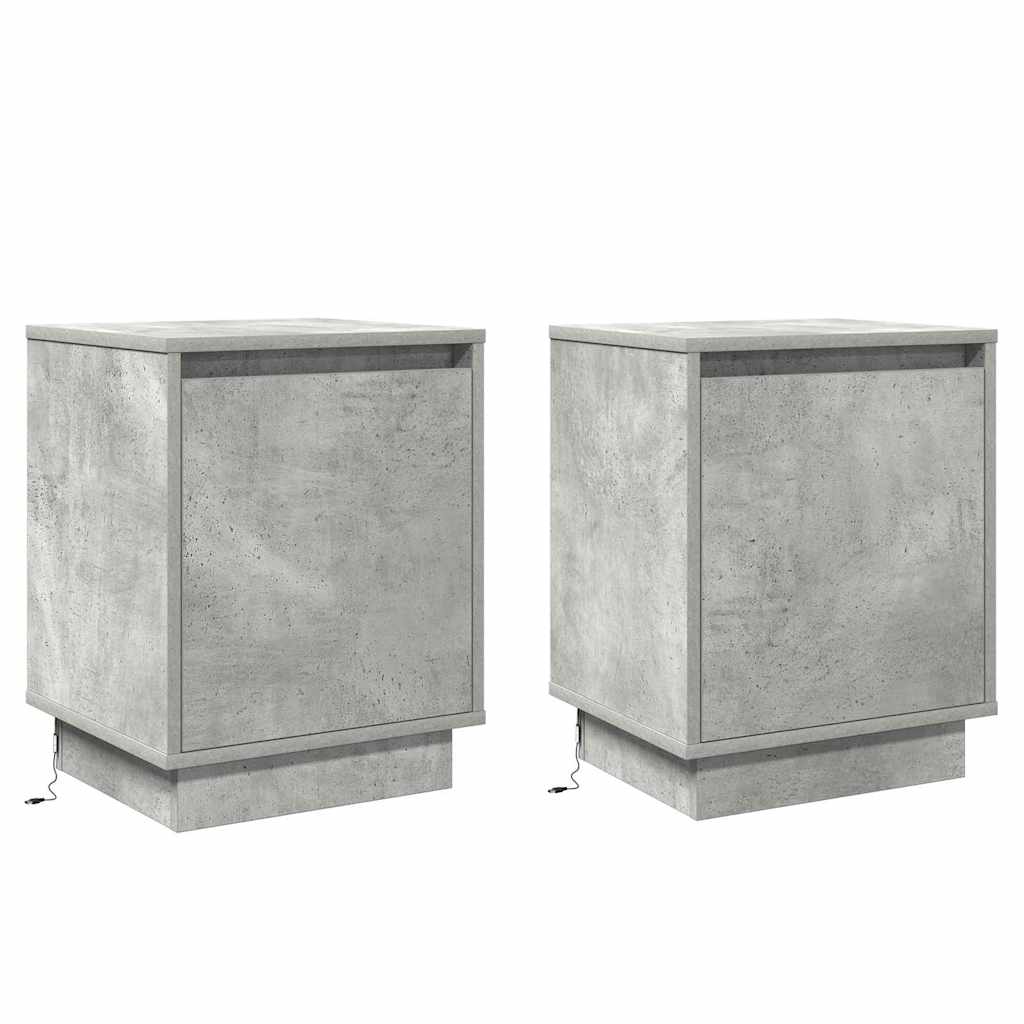 Nattbordskap 2 pcs Betonggrå 39 x 34,5 x 50 cm Konstruert tre