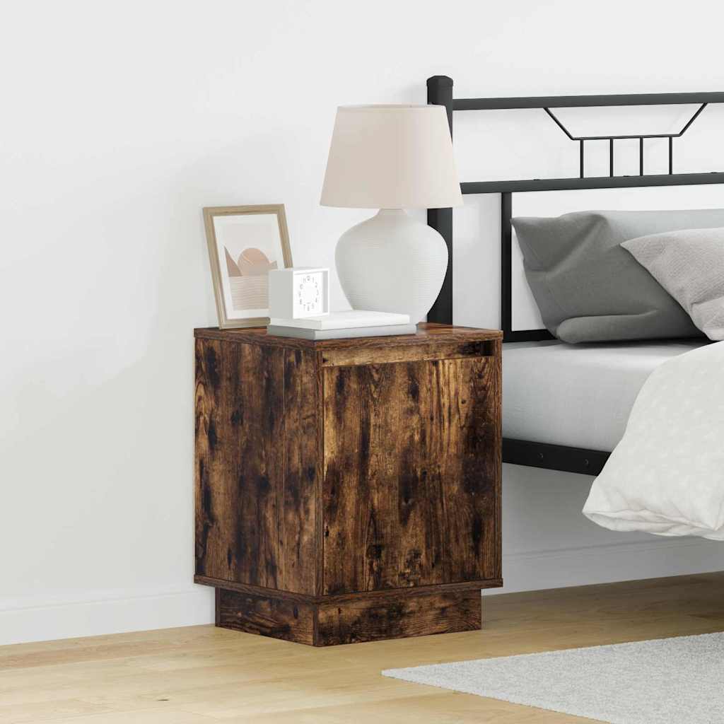 Nattbordskap 2 pcs Røkt eik 39 x 34.5 x 50 cm Konstruert tre