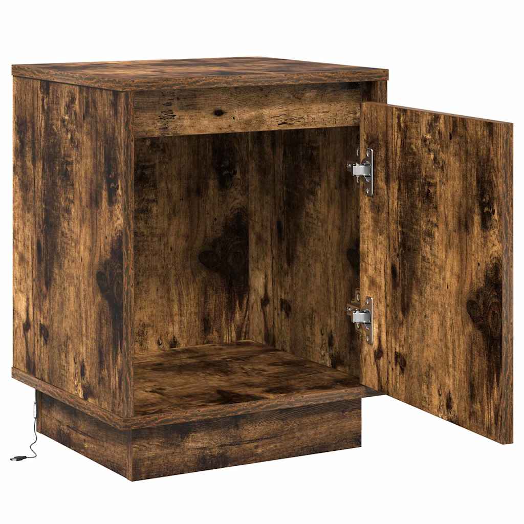 Nattbordskap 2 pcs Røkt eik 39 x 34.5 x 50 cm Konstruert tre