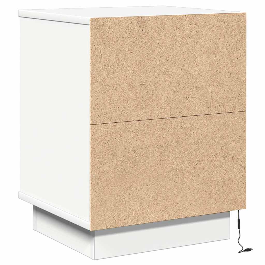 Nattbordskap med skuff Hvit 39 x 34,5 x 50 cm Konstruert tre