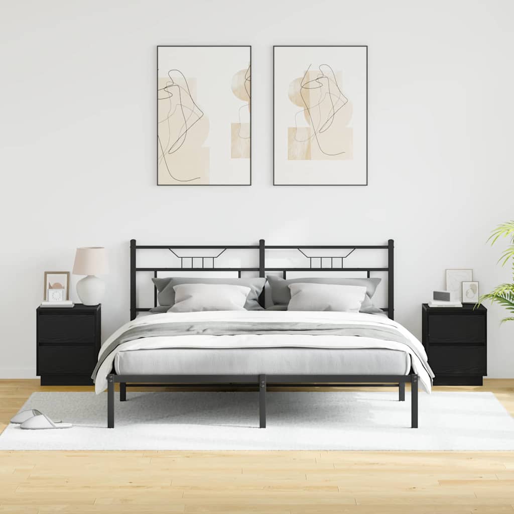 Nattbordskap med 2 pcs Svart 39 x 34.5 x 50 cm Konstruert tre